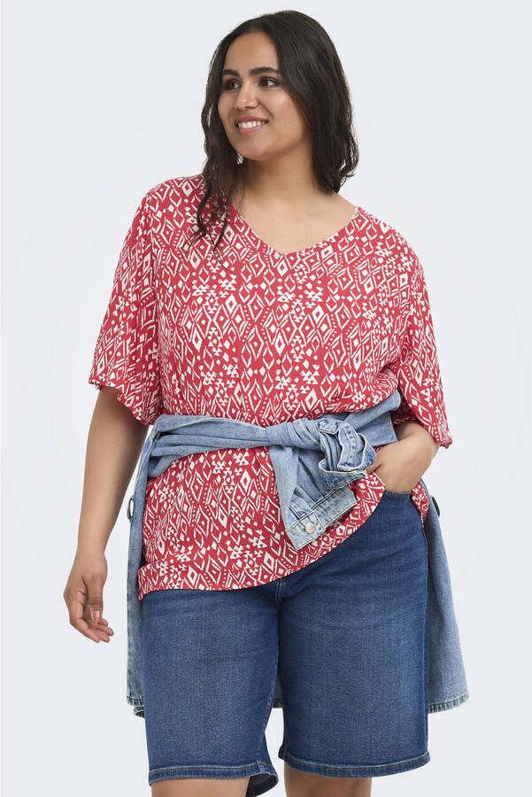 ONLY CARMAKOMA blousetop met print Plus Size rood