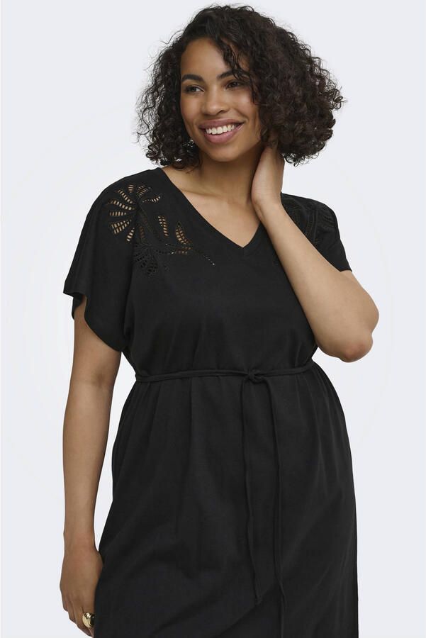ONLY CARMAKOMA broderie korte zomerjurk Plus Size zwart