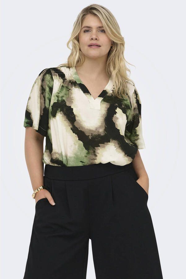 ONLY CARMAKOMA camouflage blousetop groen