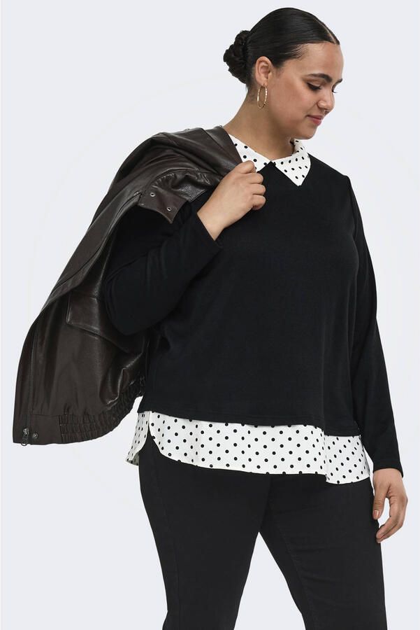 ONLY CARMAKOMA Caralba Ls Mix Top Jrs top Plus Size zwart