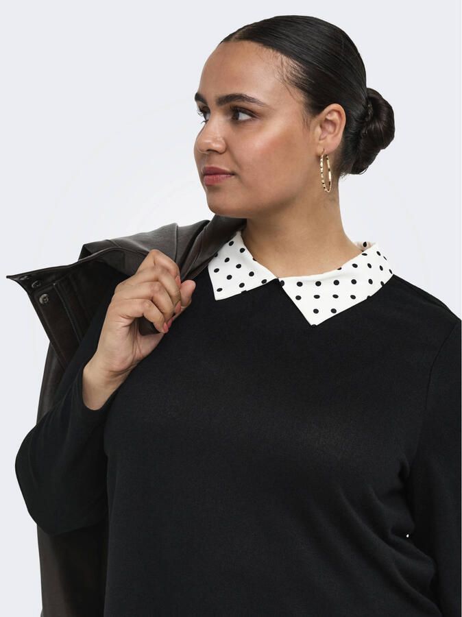ONLY CARMAKOMA Caralba Ls Mix Top Jrs top Plus Size zwart - Foto 2
