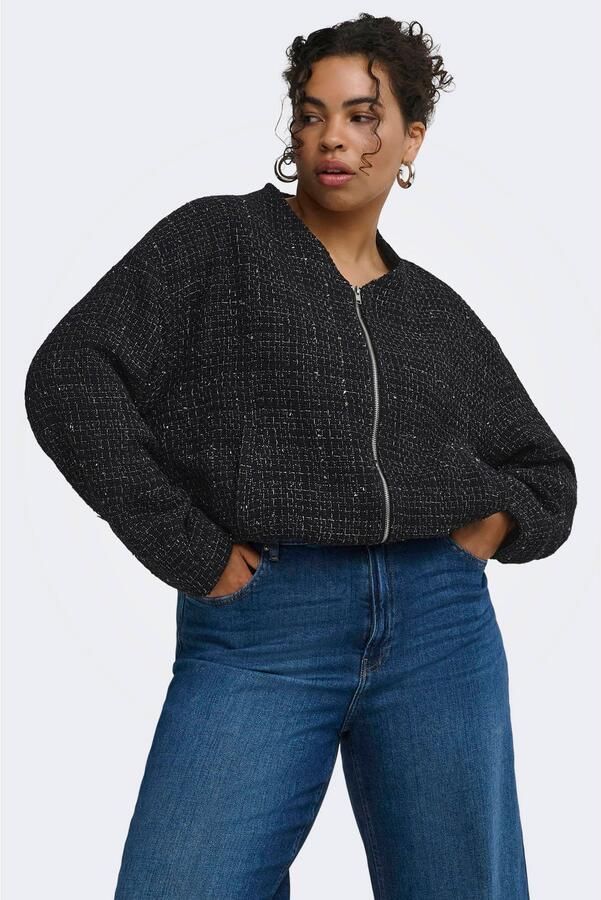 ONLY CARMAKOMA Plus Size bomberjack met glitters zwart