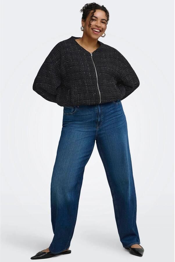 ONLY CARMAKOMA Plus Size bomberjack met glitters zwart - Foto 2