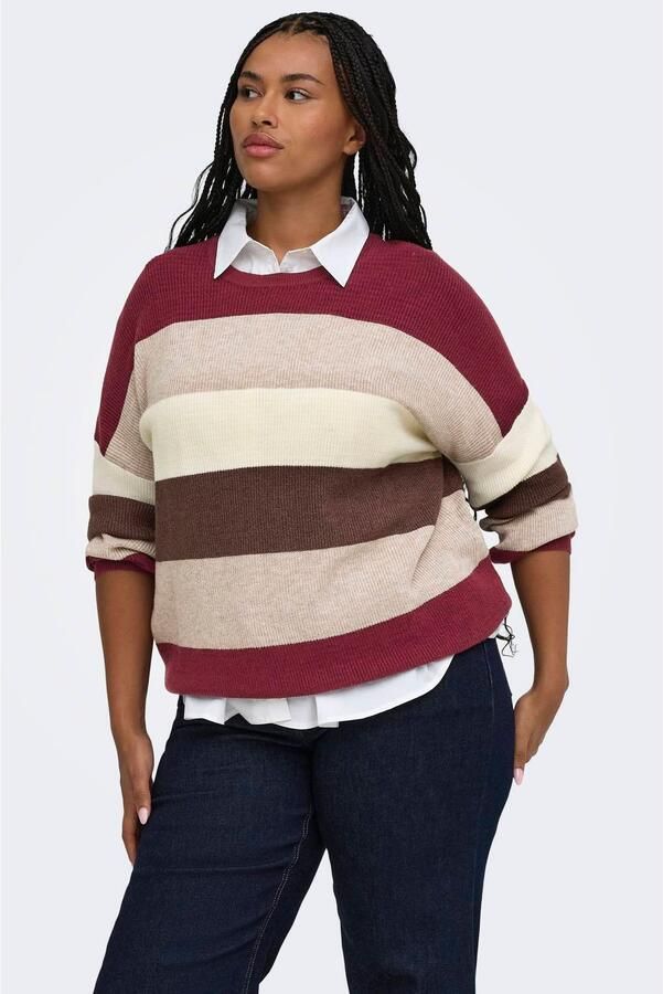 ONLY CARMAKOMA Caratia L S Stripe Pullov Knt Noos Plus Size trui meerkleurig