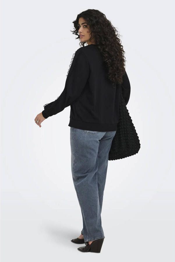 ONLY CARMAKOMA Carbeatrix L S O-Neck Swt Jrs sweater Plus Size met tekst zwart - Foto 2