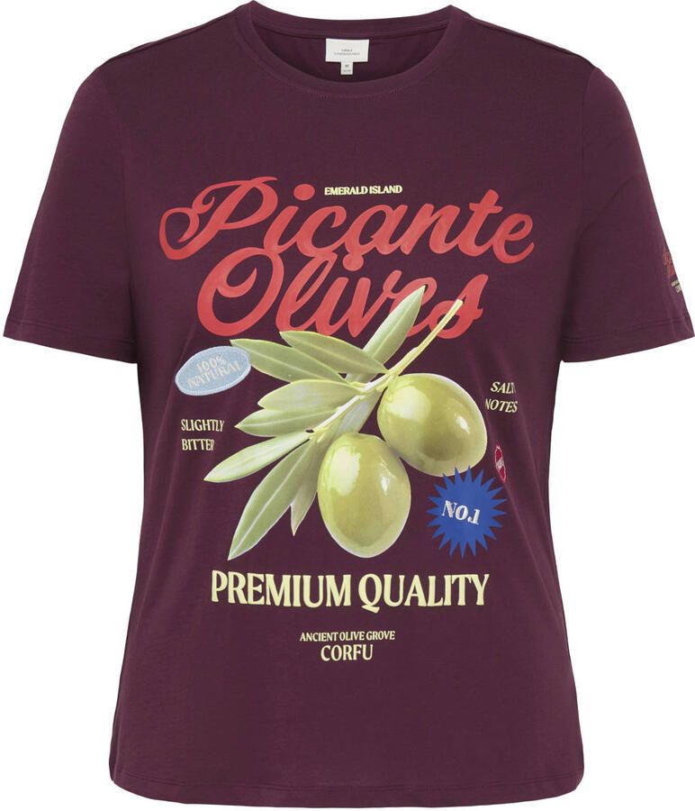ONLY CARMAKOMA Carbolette S S Jeans Fit Tee Jrs T-shirt Plus Size donkerpaars