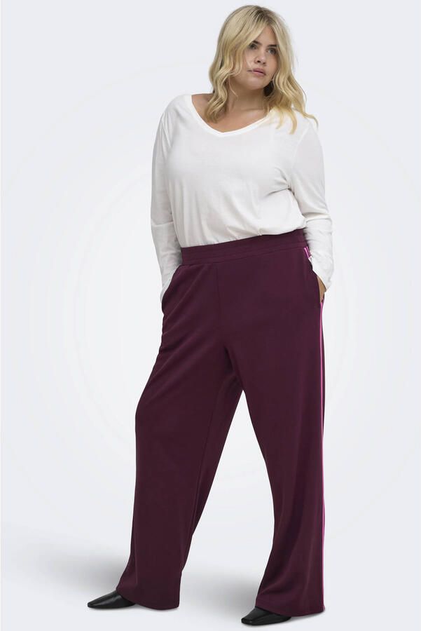 ONLY CARMAKOMA Carcayla Pant Swt Jrs gestreepte casual broek Plus Size donkerrood