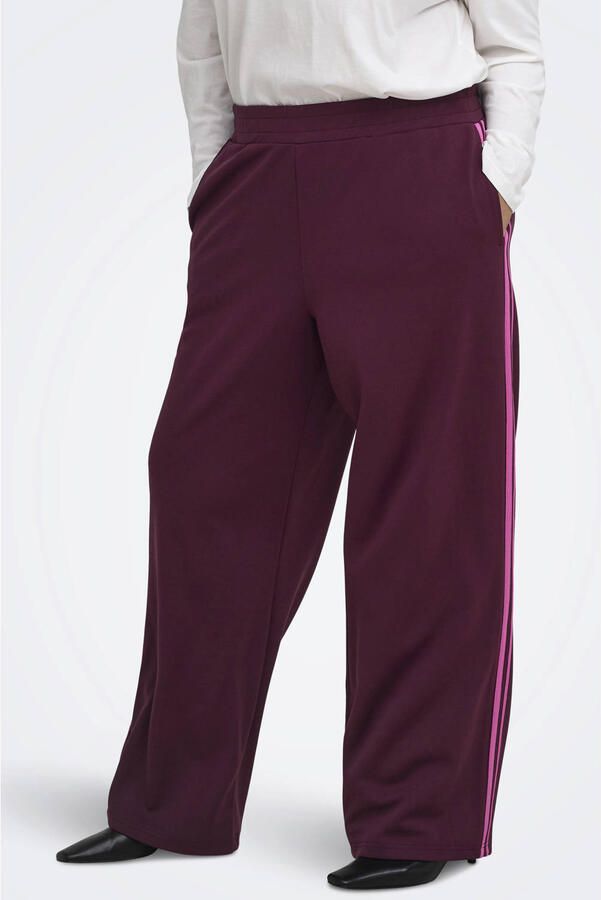 ONLY CARMAKOMA Carcayla Pant Swt Jrs gestreepte casual broek Plus Size donkerrood - Foto 2