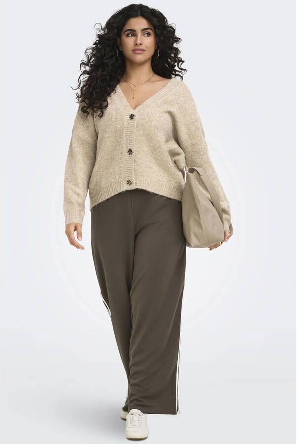 ONLY CARMAKOMA Carcayla Pant Swt Jrs straight leg gestreepte casual broek groen