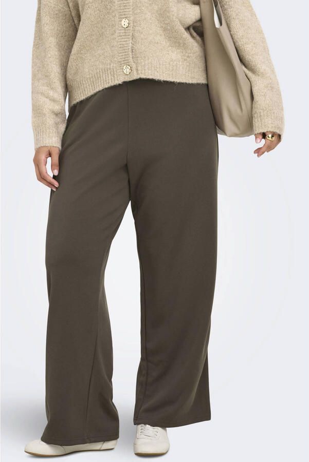 ONLY CARMAKOMA Carcayla Pant Swt Jrs straight leg gestreepte casual broek groen - Foto 2