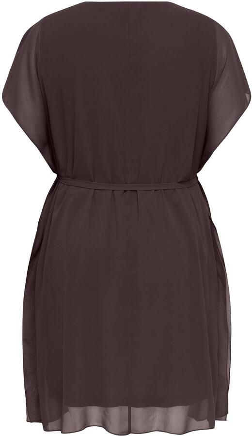 ONLY CARMAKOMA Carcoko S S O-Neck Abk Dress Wvn Plus Size korte jurk donkerbruin