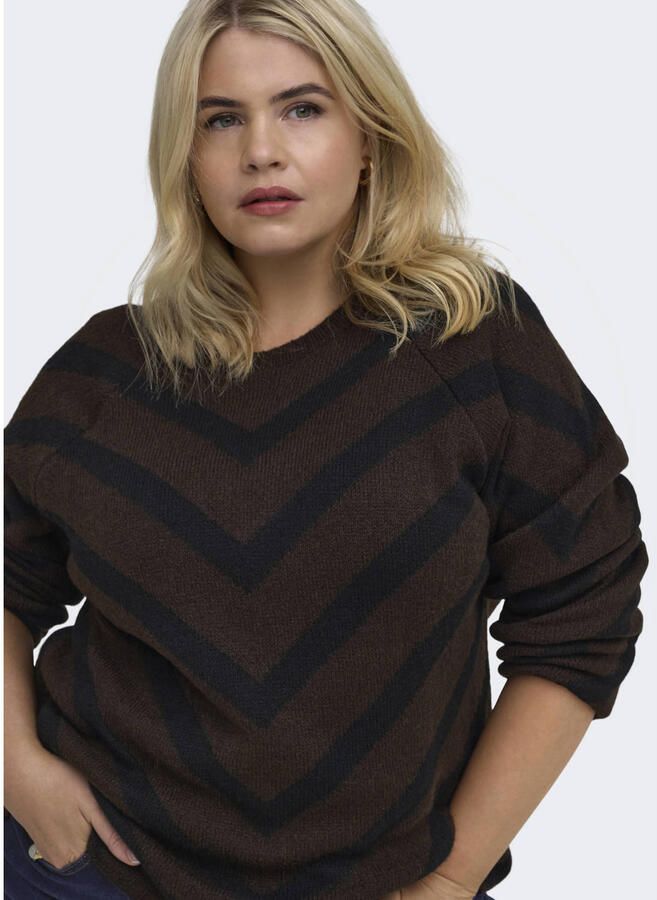 ONLY CARMAKOMA Careliza L S Pullover Knt Noos Plus Size trui donkerbruin