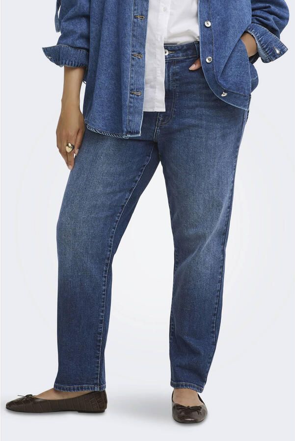 ONLY CARMAKOMA CAREMILY high waist straight leg jeans Plus Size donkerblauw