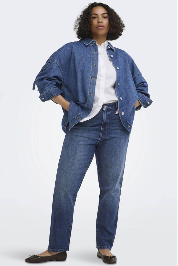 ONLY CARMAKOMA CAREMILY high waist straight leg jeans Plus Size donkerblauw - Foto 3