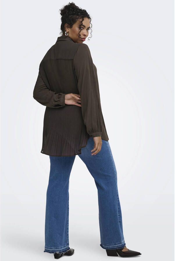 ONLY CARMAKOMA Carfreyja L S Long Shirt Wvn Plus Size rechtvallende blouse donkerbruin - Foto 2