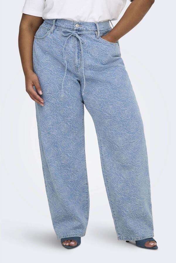 ONLY CARMAKOMA Cargianna Mw Straight Flower Dnm Bj straight leg jeans light blue denim