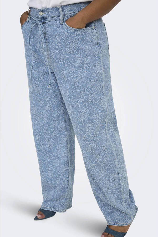 ONLY CARMAKOMA Cargianna Mw Straight Flower Dnm Bj straight leg jeans light blue denim - Foto 3
