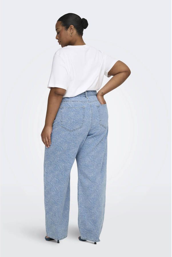 ONLY CARMAKOMA Cargianna Mw Straight Flower Dnm Bj straight leg jeans light blue denim - Foto 2
