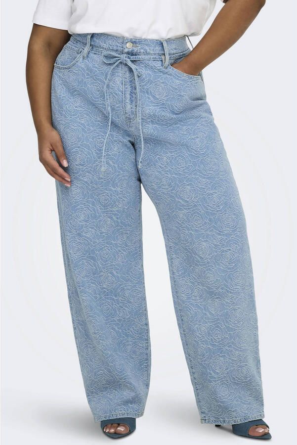 ONLY CARMAKOMA Cargianna Mw Straight Flower Dnm Bj straight leg jeans light blue denim