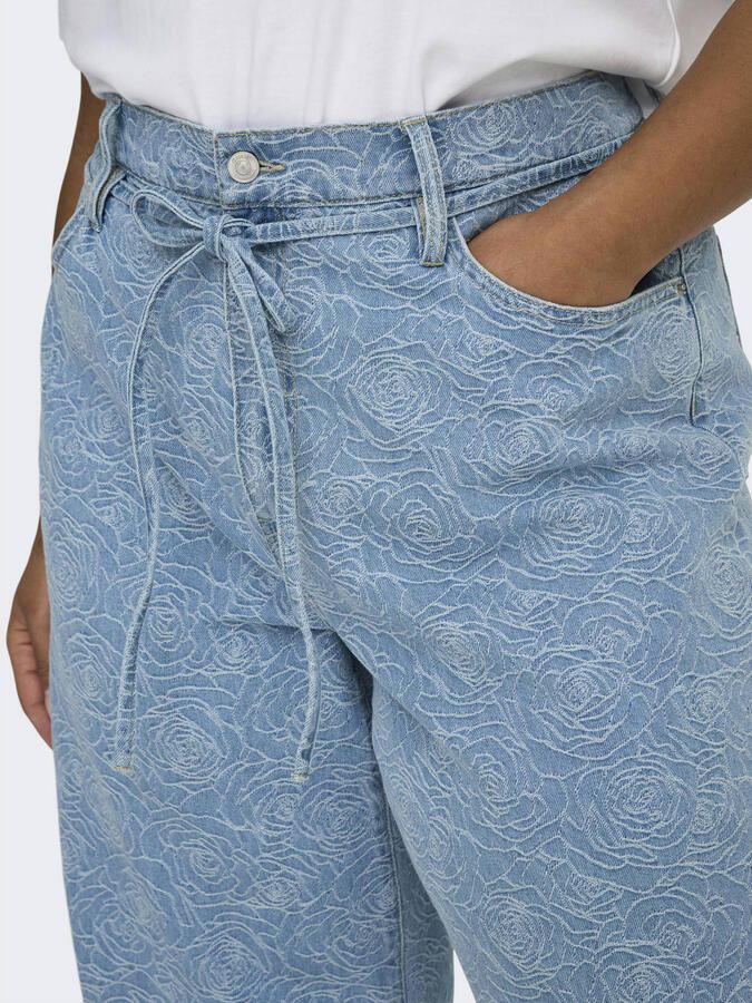 ONLY CARMAKOMA Cargianna Mw Straight Flower Dnm Bj straight leg jeans light blue denim - Foto 2