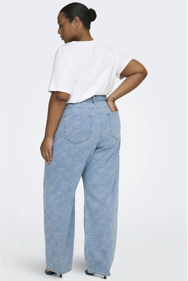 ONLY CARMAKOMA Cargianna Mw Straight Flower Dnm Bj straight leg jeans light blue denim - Foto 3