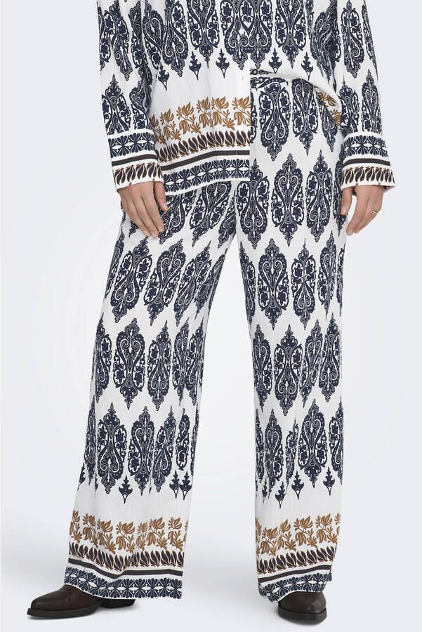ONLY CARMAKOMA Carhavana Straight Pant Aop casual broek donkerblauw