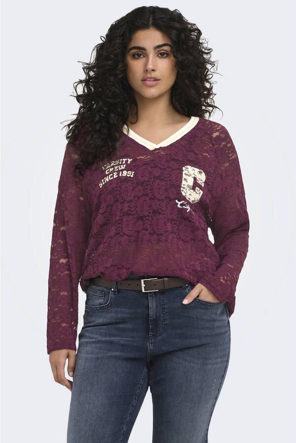 ONLY CARMAKOMA Carkia top Plus Size donkerrood