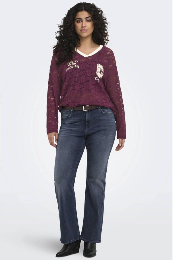 ONLY CARMAKOMA Carkia top Plus Size donkerrood - Foto 3
