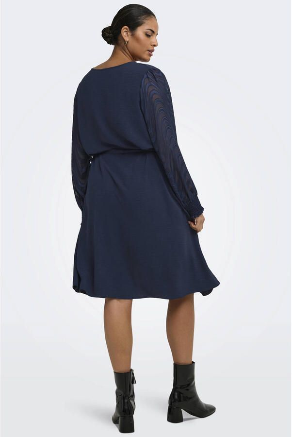 ONLY CARMAKOMA Carmetta L S Mini Dress Wvn Plus Size jurk donkerblauw - Foto 2