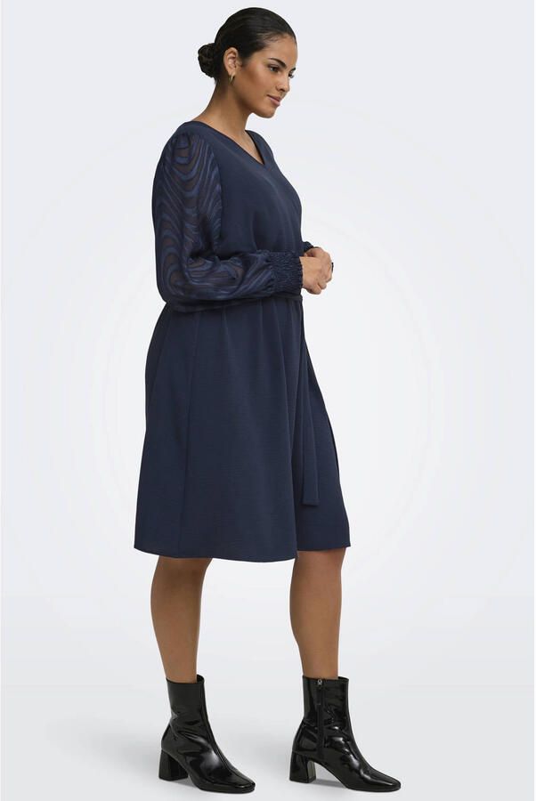 ONLY CARMAKOMA Carmetta L S Mini Dress Wvn Plus Size jurk donkerblauw - Foto 3