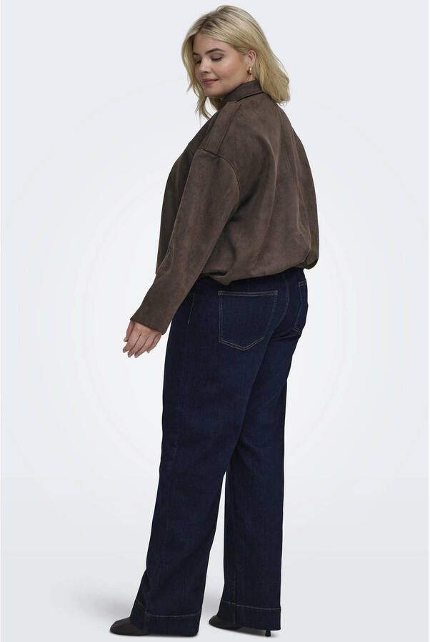 ONLY CARMAKOMA Carmoon-Stina L S Faux Suede Bomber Otw imitatieleren jas Plus Size donkerbruin - Foto 2