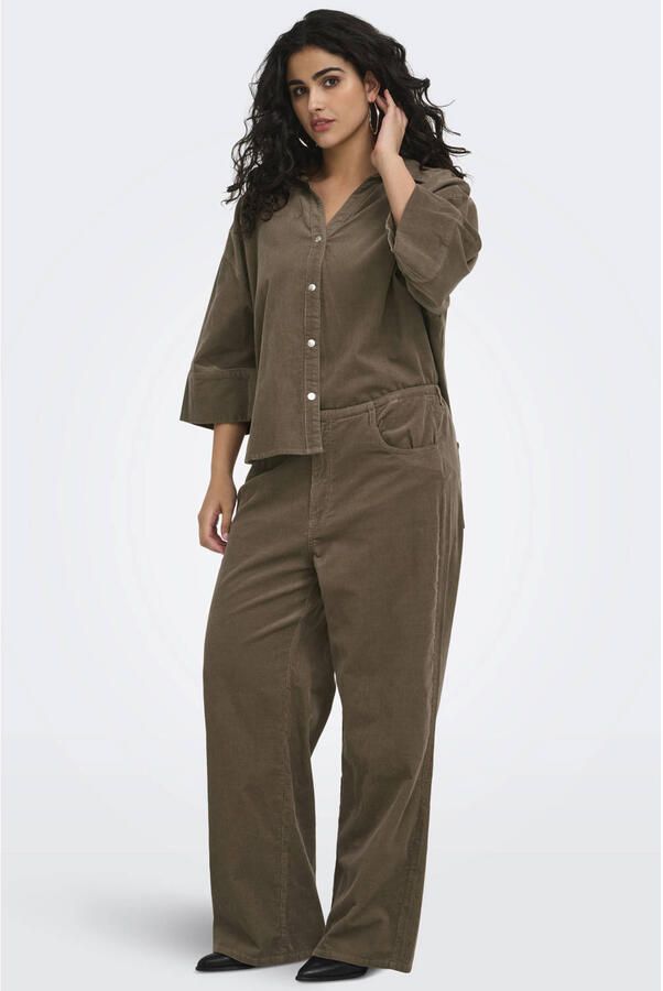 ONLY CARMAKOMA Carnessa 3 4 Cord Shirt Cc Pnt Plus Size blouse bruin - Foto 3