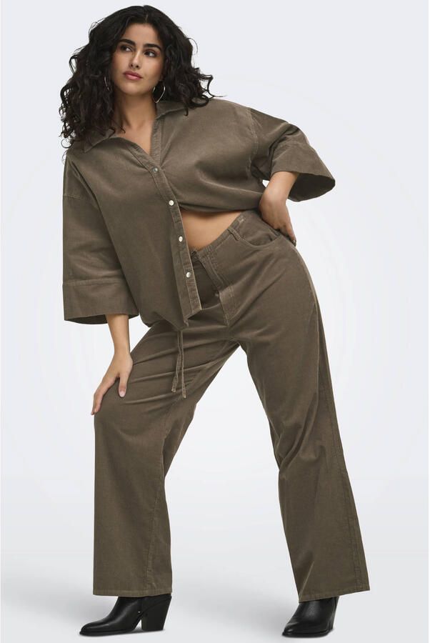 ONLY CARMAKOMA Carnessa hw tie cord wide pant pnt Plus Size bruin - Foto 3