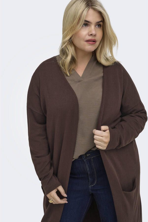 ONLY CARMAKOMA CARNEW aansluitend gebreide vest Plus Size donkerbruin
