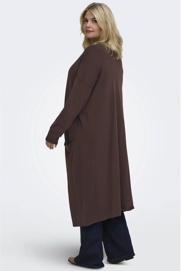 ONLY CARMAKOMA CARNEW aansluitend gebreide vest Plus Size donkerbruin - Foto 2
