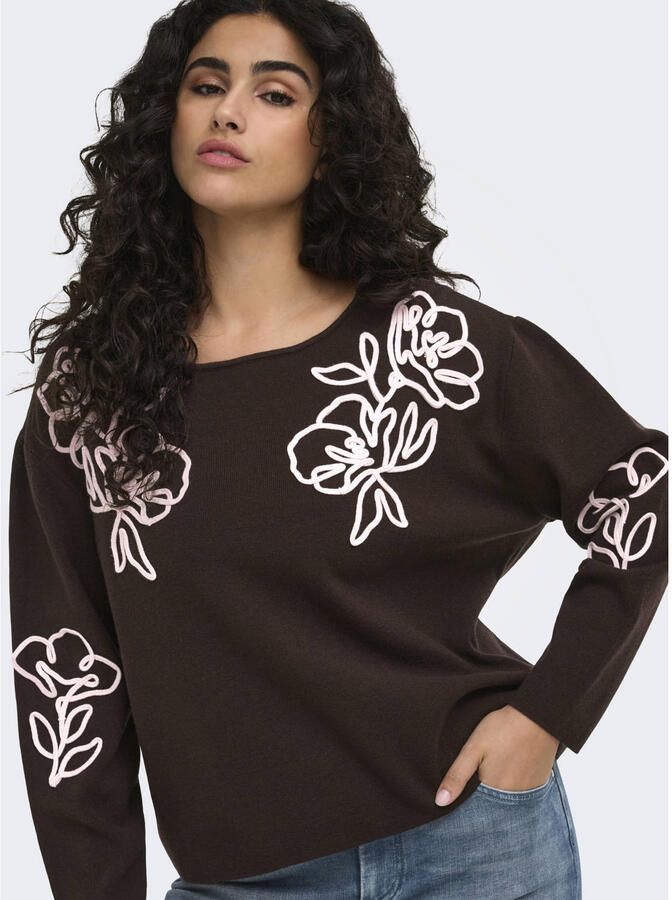 ONLY CARMAKOMA Carnila Ls Detail Boatneck Cc Knt trui Plus Size zwart - Foto 2