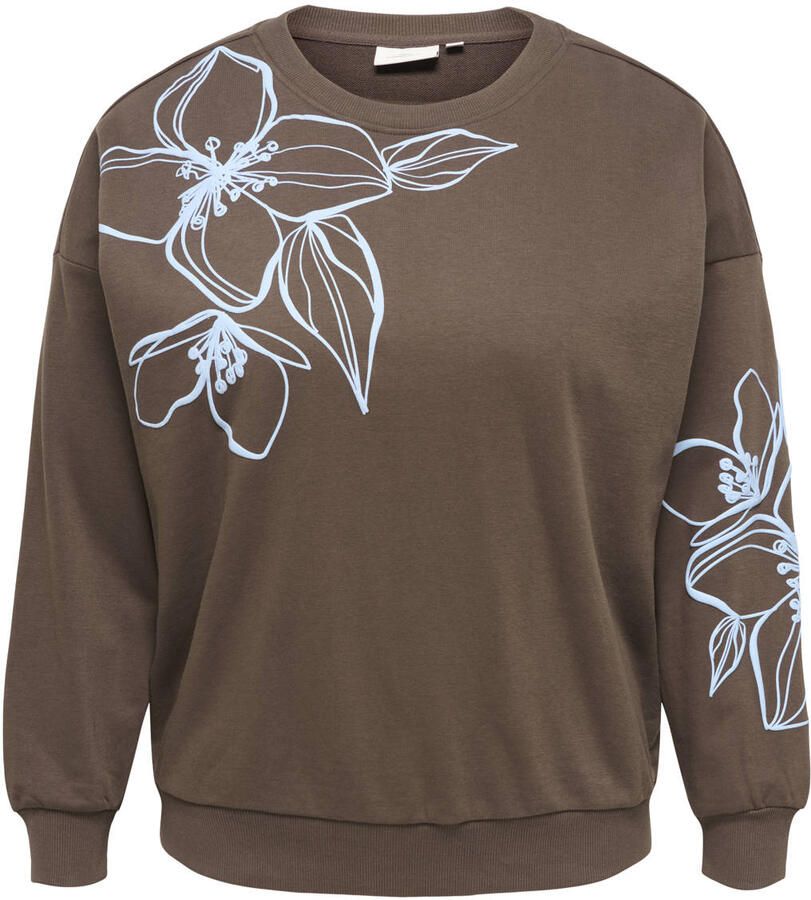 ONLY CARMAKOMA CARODESSA rechtvallende gebreide sweater Plus Size bruin