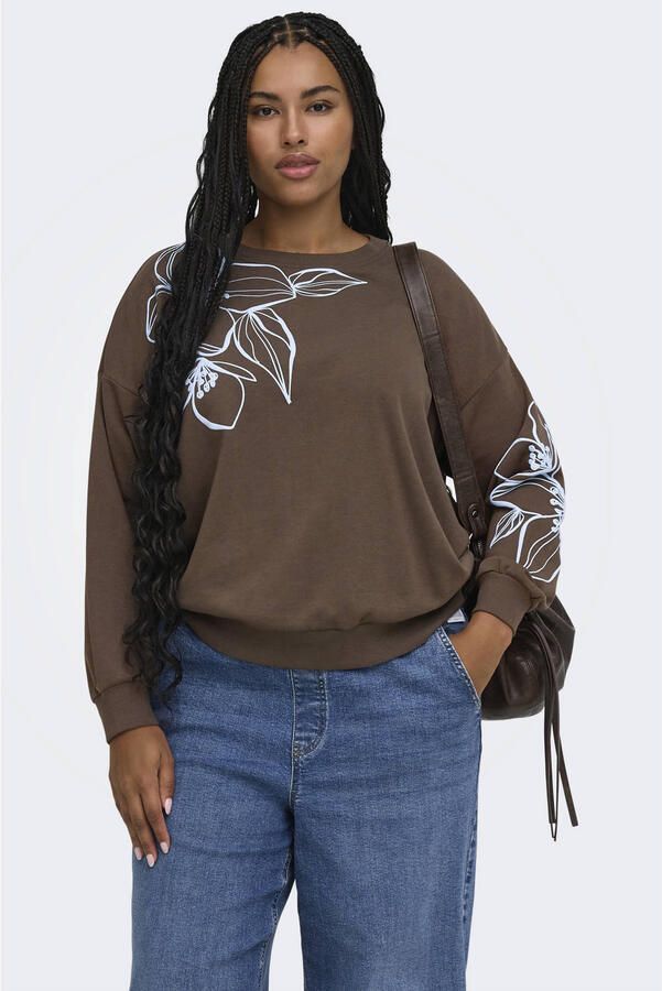 ONLY CARMAKOMA CARODESSA rechtvallende gebreide sweater Plus Size bruin