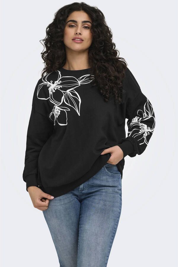 ONLY CARMAKOMA CARODESSA rechtvallende gebreide sweater Plus Size zwart