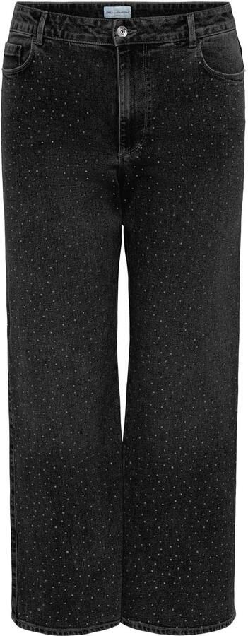 ONLY CARMAKOMA Carsnow Hw Wide Rhinestone Dnm Pim843 Plus Size jeans zwart