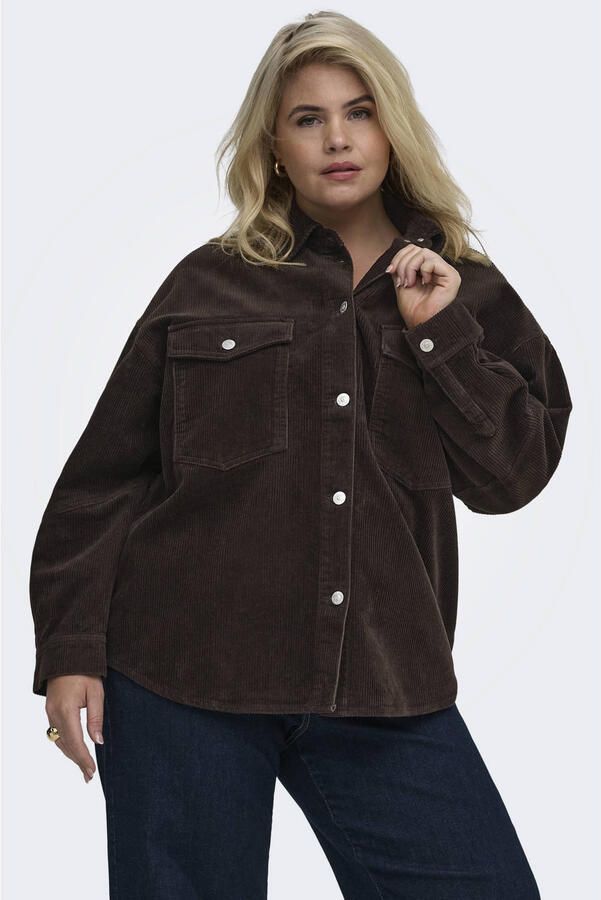 ONLY CARMAKOMA Cartiggy L S Cord Shacket Pnt Noos blouse Plus Size zwart