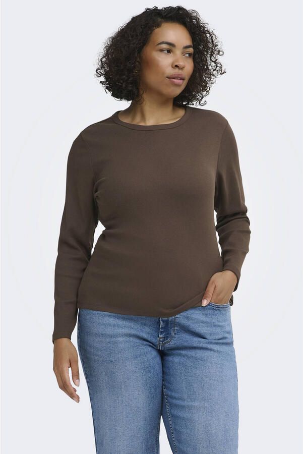 ONLY CARMAKOMA carval l s o-neck top jrs noos Plus Size bruin