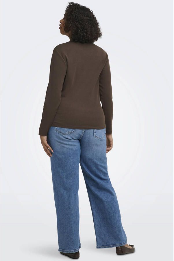 ONLY CARMAKOMA carval l s o-neck top jrs noos Plus Size bruin - Foto 2