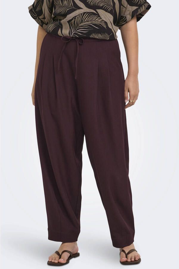 ONLY CARMAKOMA Carveras Hw Barrel Tailored Pant Tlr broek Plus Size donkerrood