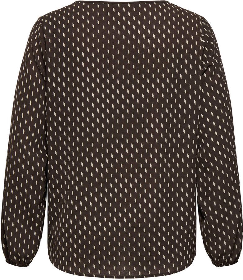 ONLY CARMAKOMA CARVICA LIFE L S V-NECK rechtvallende top Plus Size bruin - Foto 2
