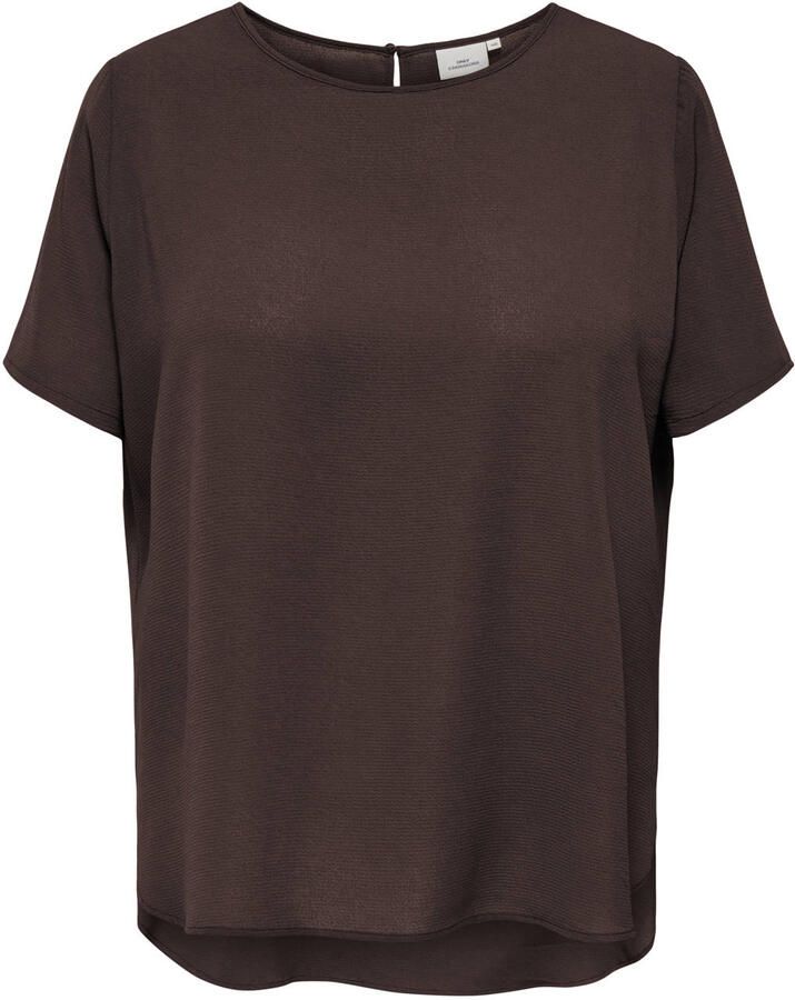 ONLY CARMAKOMA CARVICA rechtvallende top met stippen Plus Size bruin