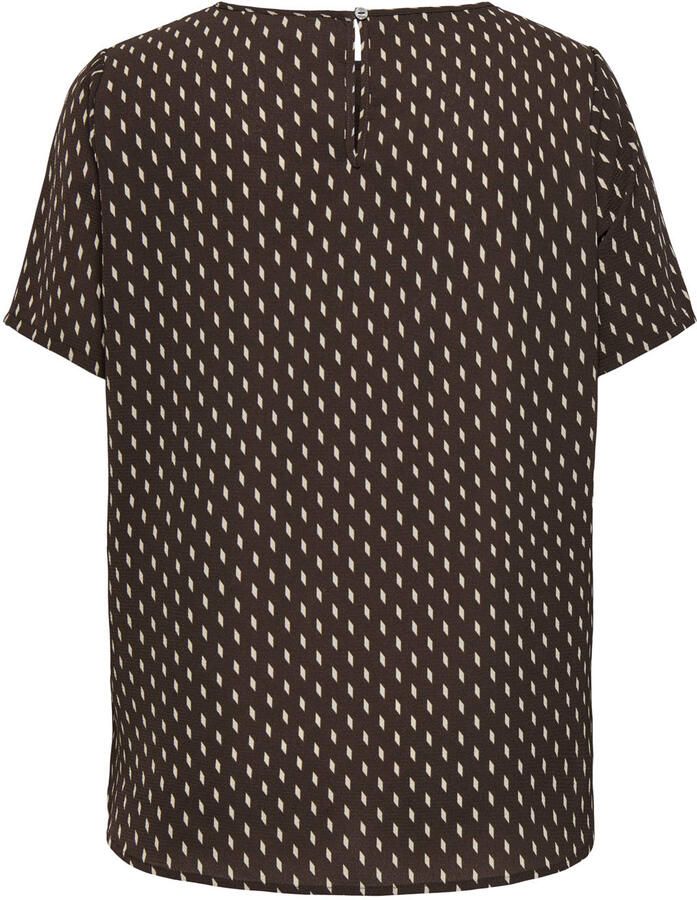 ONLY CARMAKOMA CARVICA rechtvallende top Plus Size met cut-out en stippen bruin