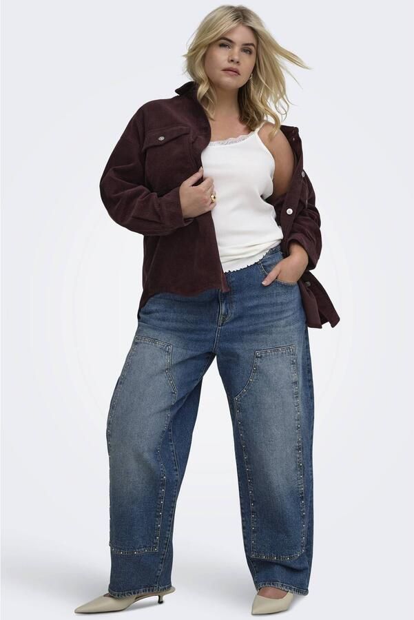 ONLY CARMAKOMA Carzoey Mw Barrel Studs Dnm Dot502 Plus Size jeans donkerblauw - Foto 3