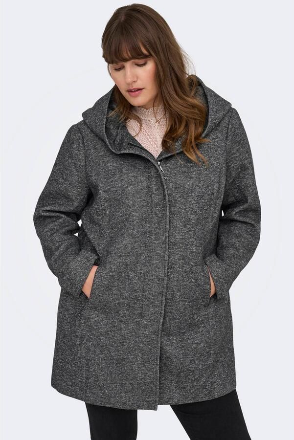 ONLY CARMAKOMA Lang jack CARSEDONA LIGHT COAT OTW met een capuchon - Foto 3