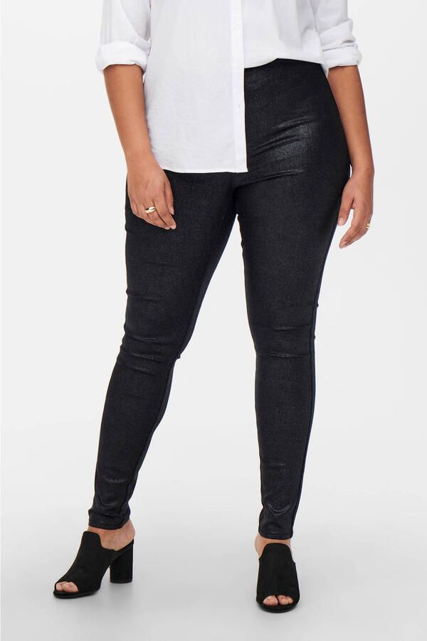 ONLY CARMAKOMA coated high waist skinny broek CARKARLY zwart
